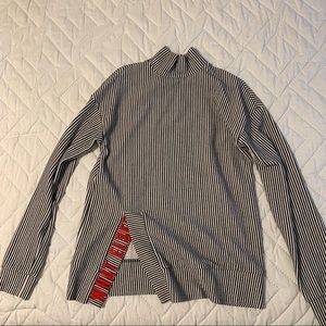 Zara Black & White pinstripe "What else?" Sweater